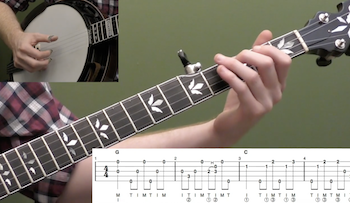 Down The Neck Rolling Backup (Key Of G) Intermediate Banjo